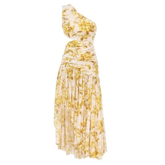 LIKE NEW Zimmermann Golden Asymmetric Floral Dress - Sz. 6/8 (Zimmermann sz. 2) - Picture 5 of 8
